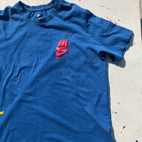 Men's Nike T-Shirt Blue All-Over Spell XL Swish Logo Streetwear City Sports - Picture 7 of 15